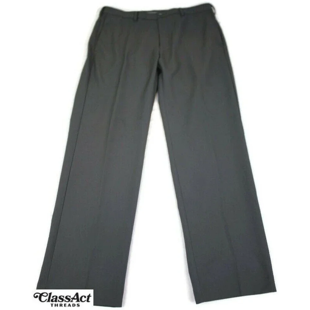 PGA Tour Golf Pants Casual Chino Polyester Men's Gray Flat Front 36 X 32